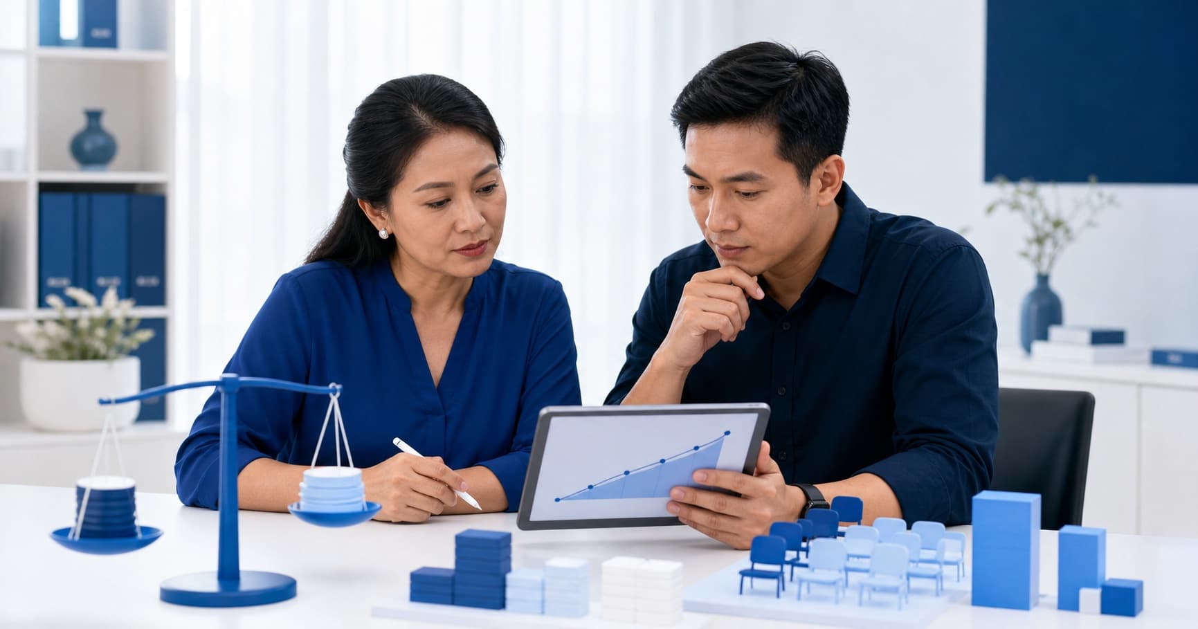 Myanmar training school team reviewing course pricing costs capacity and margin