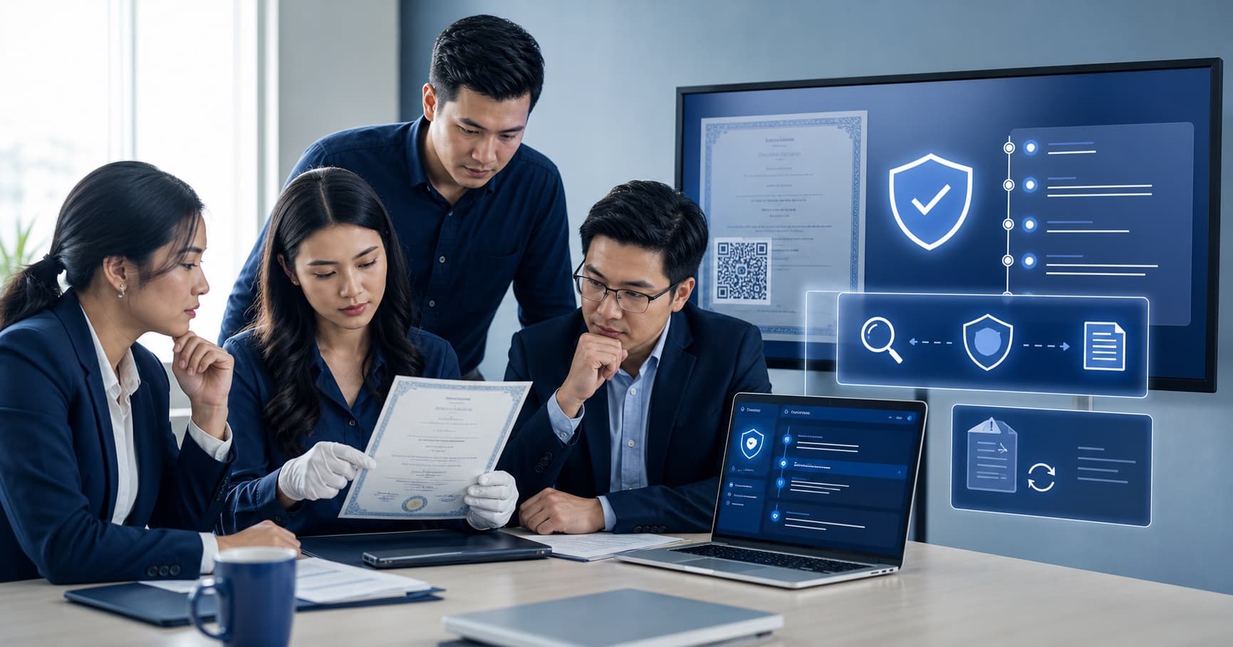 Myanmar school compliance team investigating a fake certificate using a verified credential record