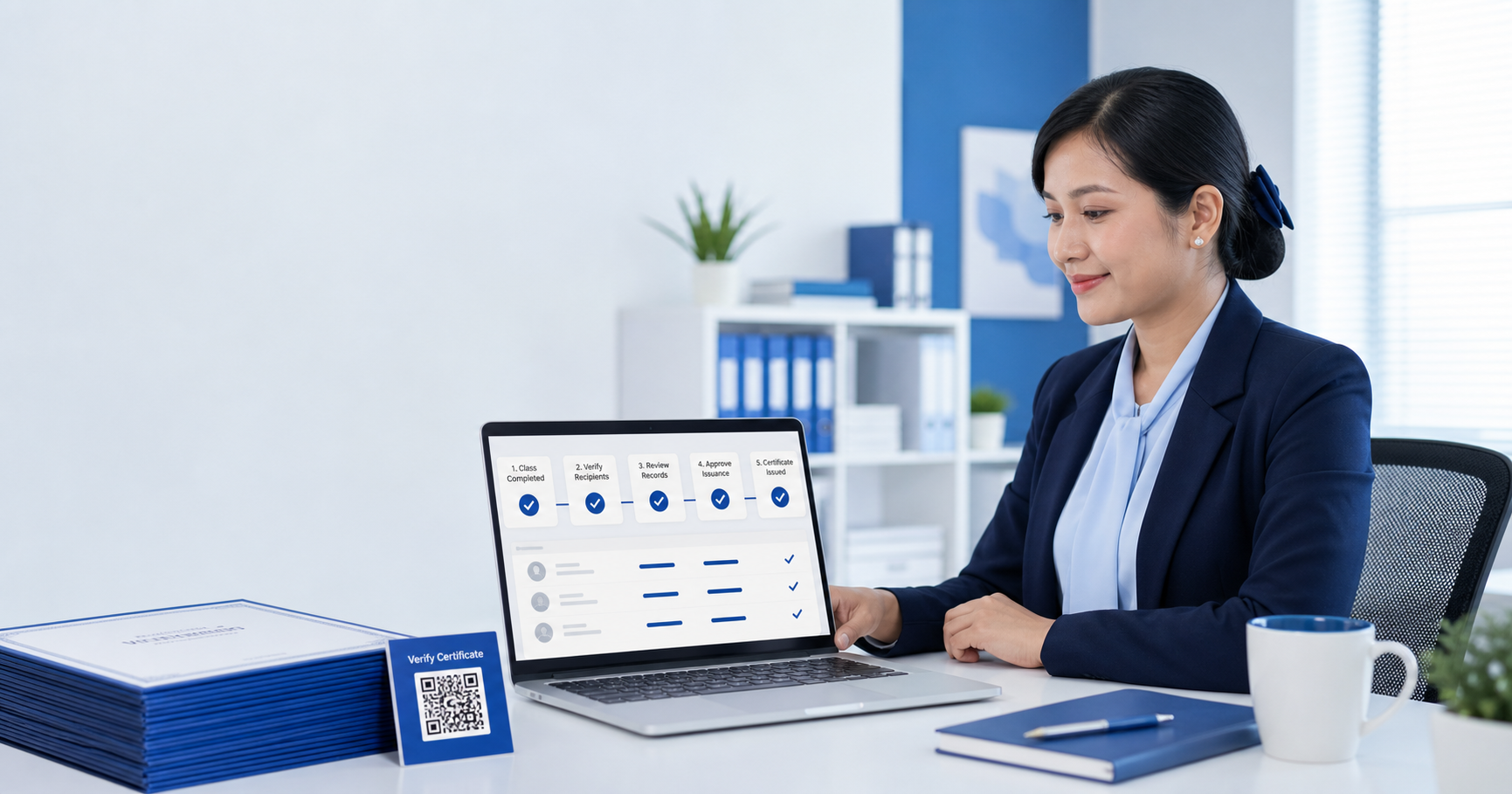 ကျောင်း Admin တစ်ဦး Certificate issuance workflow ကို စီမံနေခြင်း