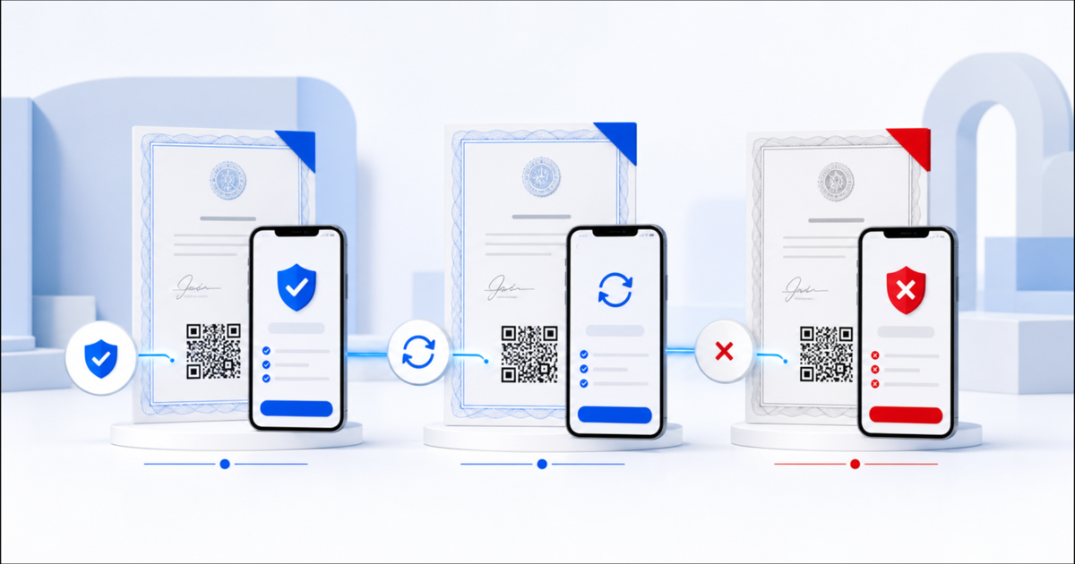 Active certificate changing to reissued and revoked status on live verification screens