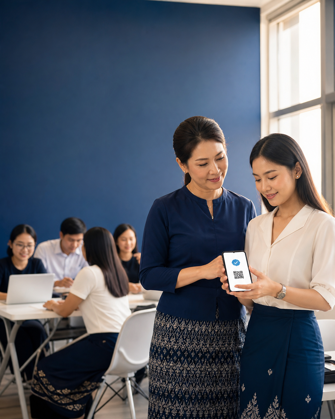 ဆရာ၊ ကျောင်း Founder နှင့် ကျောင်းသားတို့ Digital Credential ကို အသုံးပြုနေသည့် မြင်ကွင်း
